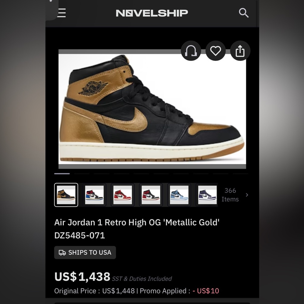 Jordan 1 Retro High OG - Size 9 - Rare Hitter Black & Gold 🔥🔥🔥 - Picture 5 of 5